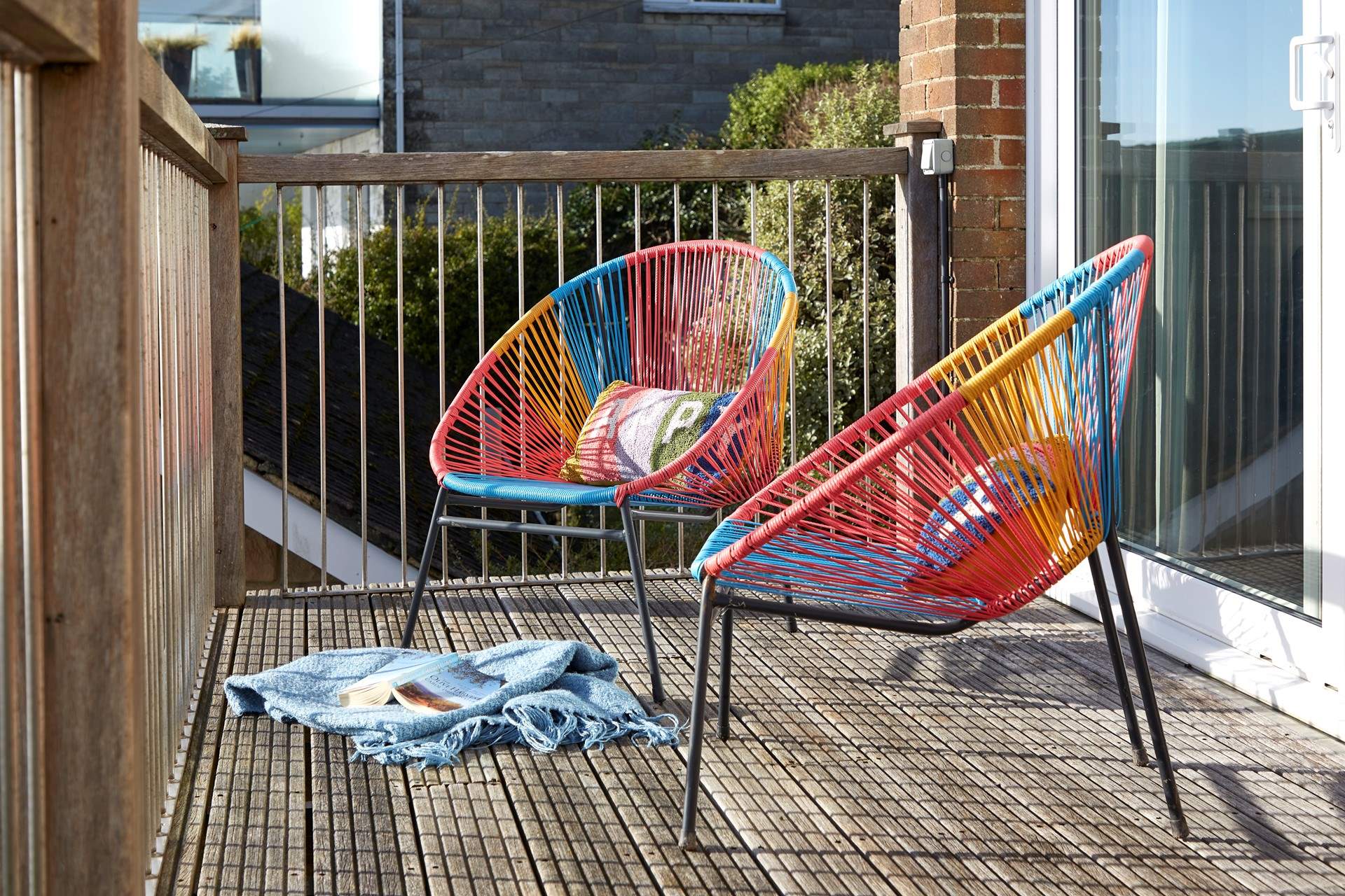 Fun chairs to sit in while taking in the view and a good book.