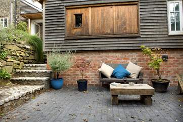 The sunken terrace garden is very private and secluded.