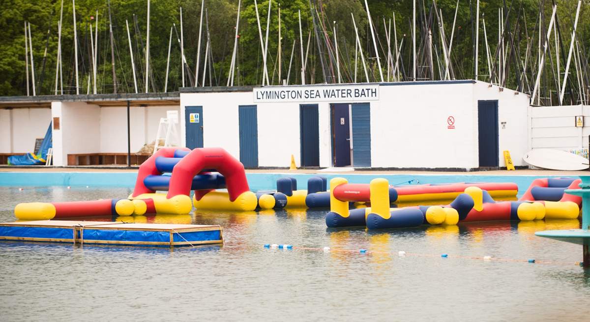 Have an energetic day on the inflatable obstacle course at the Salt Water Baths in nearby Lymington.