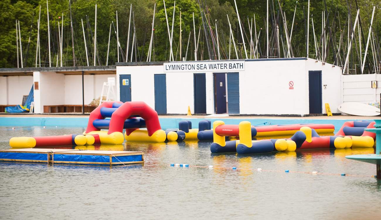Have an energetic day on the inflatable obstacle course at the Salt Water Baths in nearby Lymington.