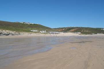 Looking from the beach towards the village (Ocean Breeze is up on the cliff on the left).