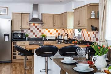Hop on a breakfast stool and chat over a cup of coffee.