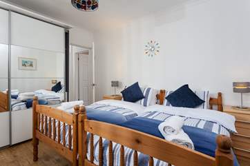 There are three-foot twin beds in bedroom 2.