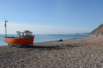A 15 minute walk through National Trust land will take you to Branscombe's shingle beach.