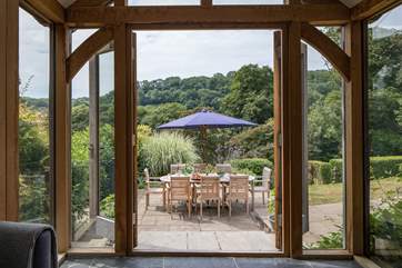 French doors open onto the patio and the fabulous valley view.
