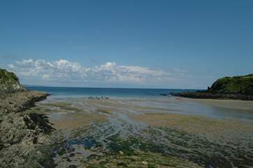 Nearby Portmellon beach as the tide drops back.