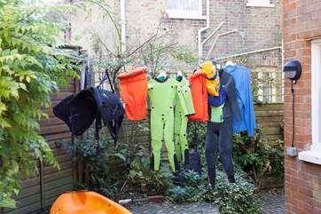 Dry off your wet suits after a day of water activities.