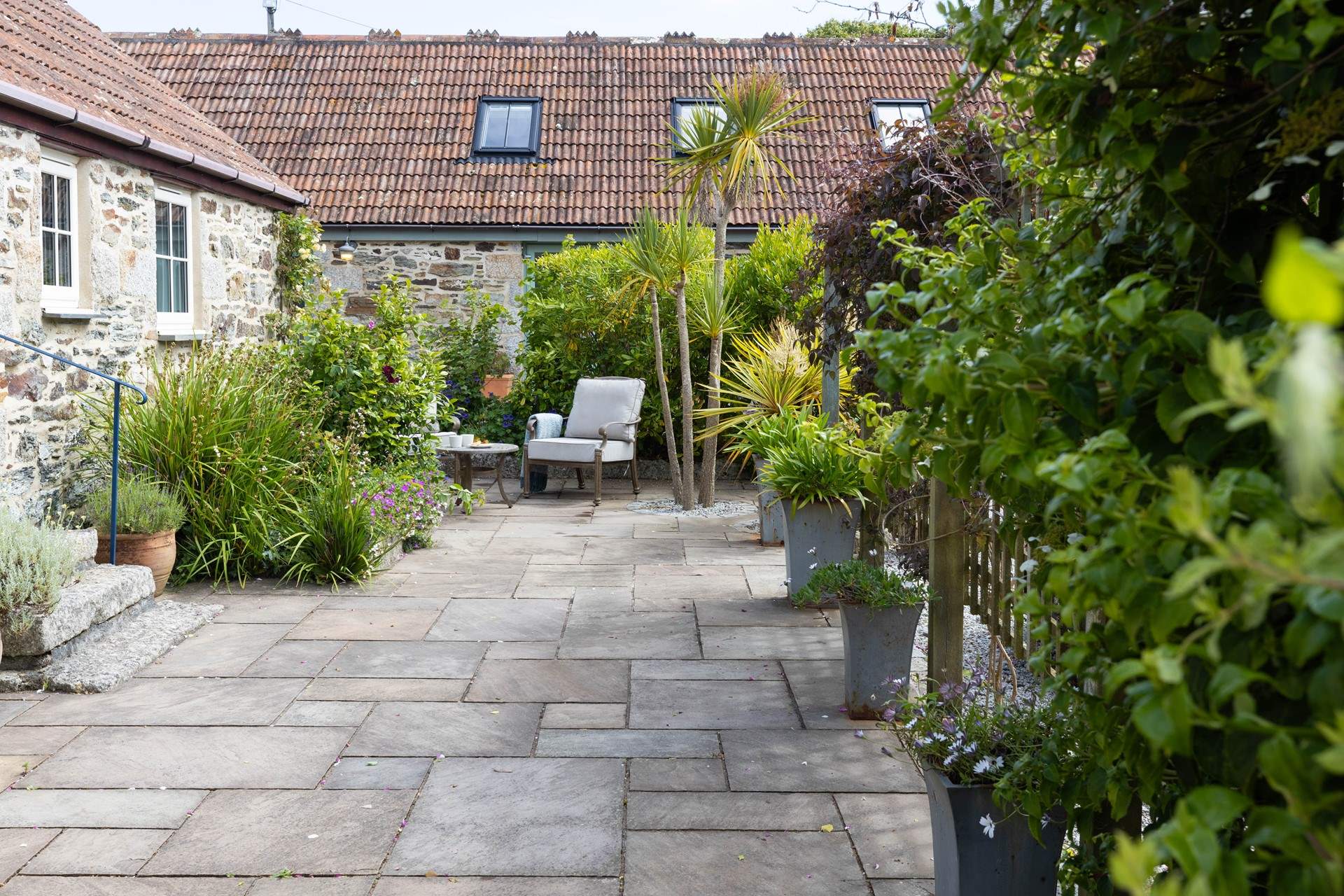 The large sheltered patio is a lovely spot for a long relaxing evening.