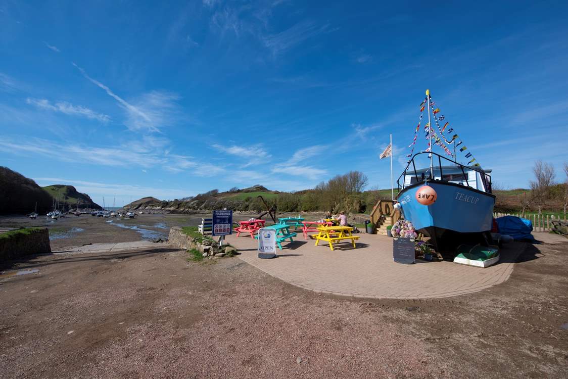 The cutest boat cafe at Watermouth - just half a mile from Wild Pear.