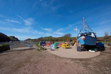 The cutest boat cafe at Watermouth - just half a mile from Wild Pear.