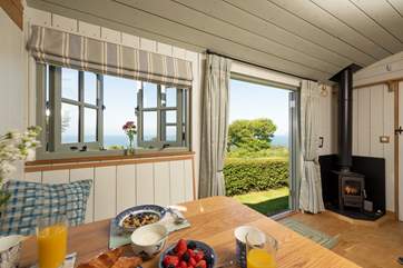 The warming wood-burner will keep you toasty whatever the weather.