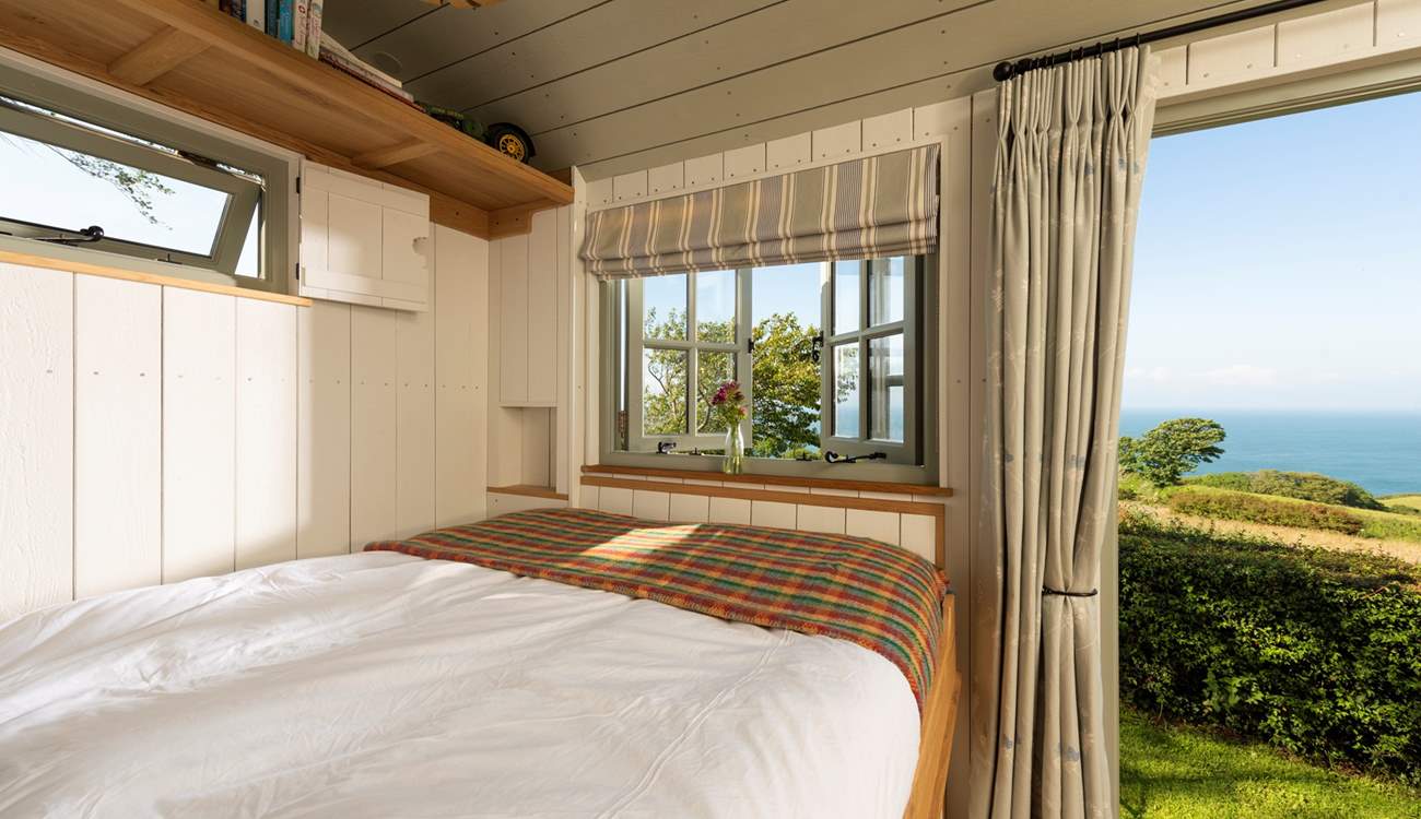 Wild Pear Shepherd's Hut has panoramic sea views spread out right in front of you.