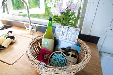 The lovely owner kindly leaves a selection of goodies as a welcome hamper.