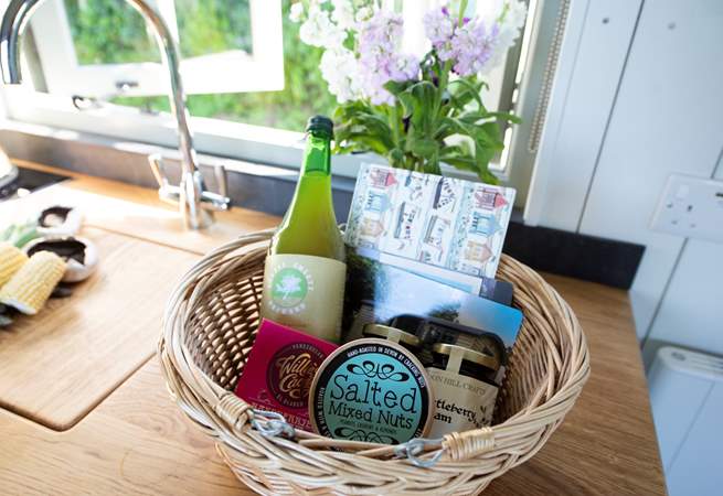 The lovely owner kindly leaves a selection of goodies as a welcome hamper.