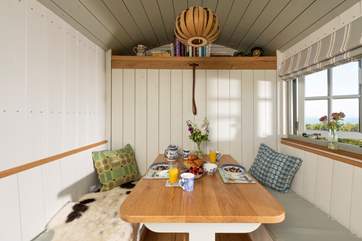 The dining/bed-area is so clever and converts from one to the other with ease.