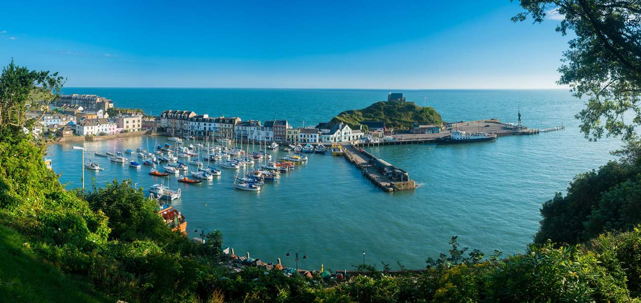 The bustling seaside town of Ilfracombe on the north coast.