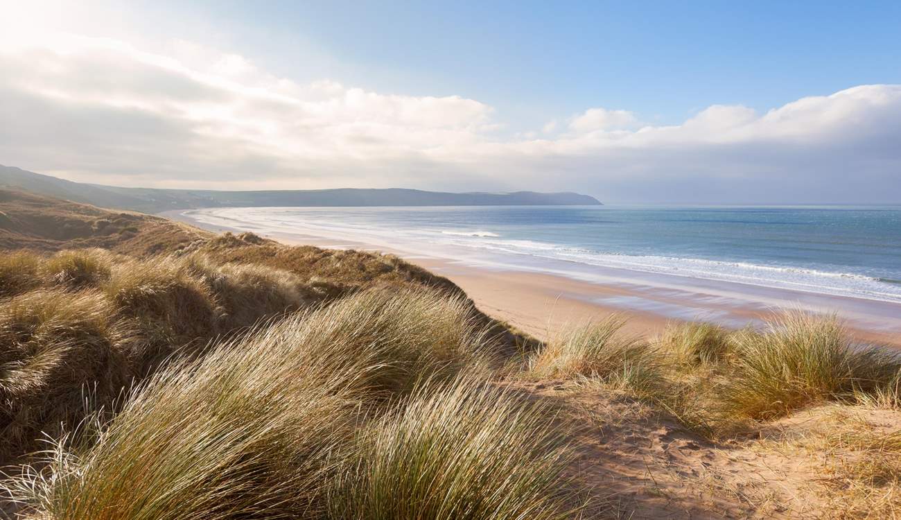 The golden sands of Woolacombe, one of many beautiful beaches on the north coast.