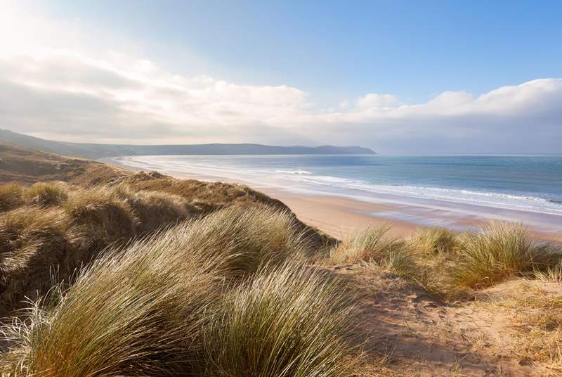 The golden sands of Woolacombe, one of many beautiful beaches on the north coast.