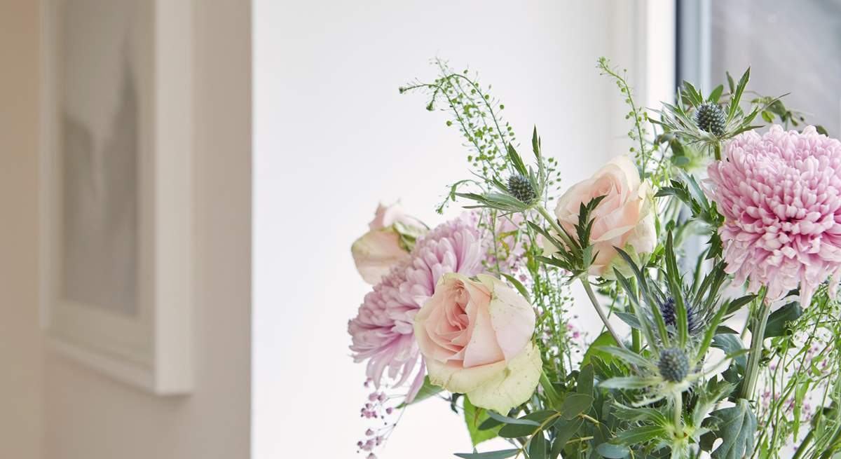 Fresh flowers always make a room inviting.