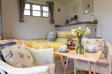 There is even a little table so you can dine with ease.