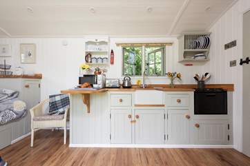 There's a mini-oven (with two-ring hob) as well as a microwave.