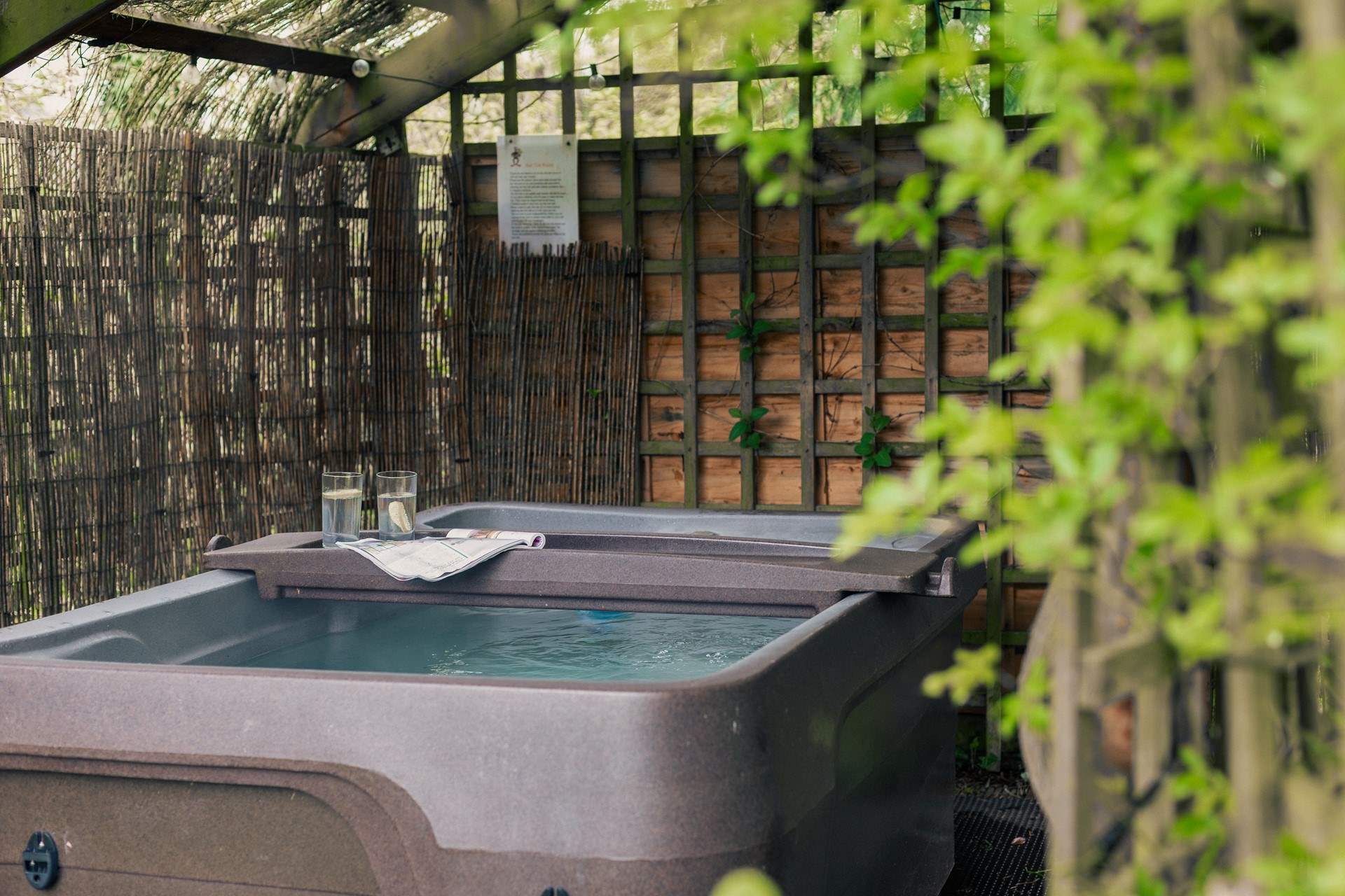 The heavenly hot tub... where romantic moments await.