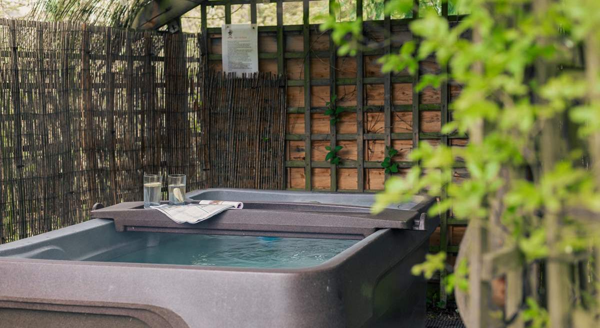 The heavenly hot tub... where romantic moments await.