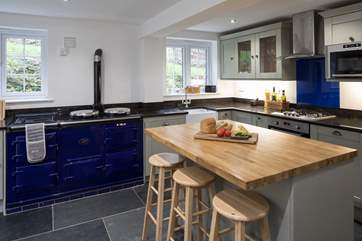 The kitchen is home to a fabulous Aga. The Aga is only operational between October to April due to the volume of heat it creates.