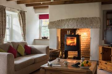 The wood-burner adds cosiness on a dull day.
