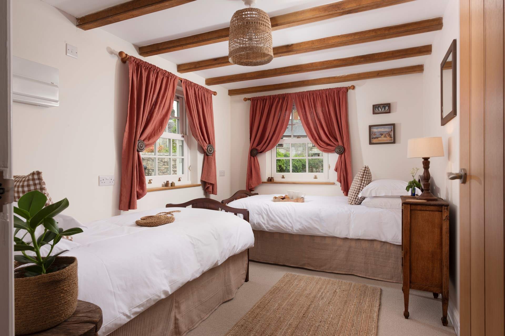 This is the twin bedroom on the ground floor, which features bespoke furnishings.