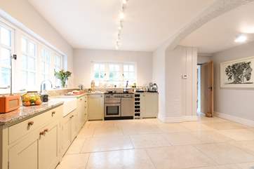The kitchen looks out over the rear courtyard.