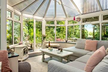 The conservatory is a lovely place to gather.