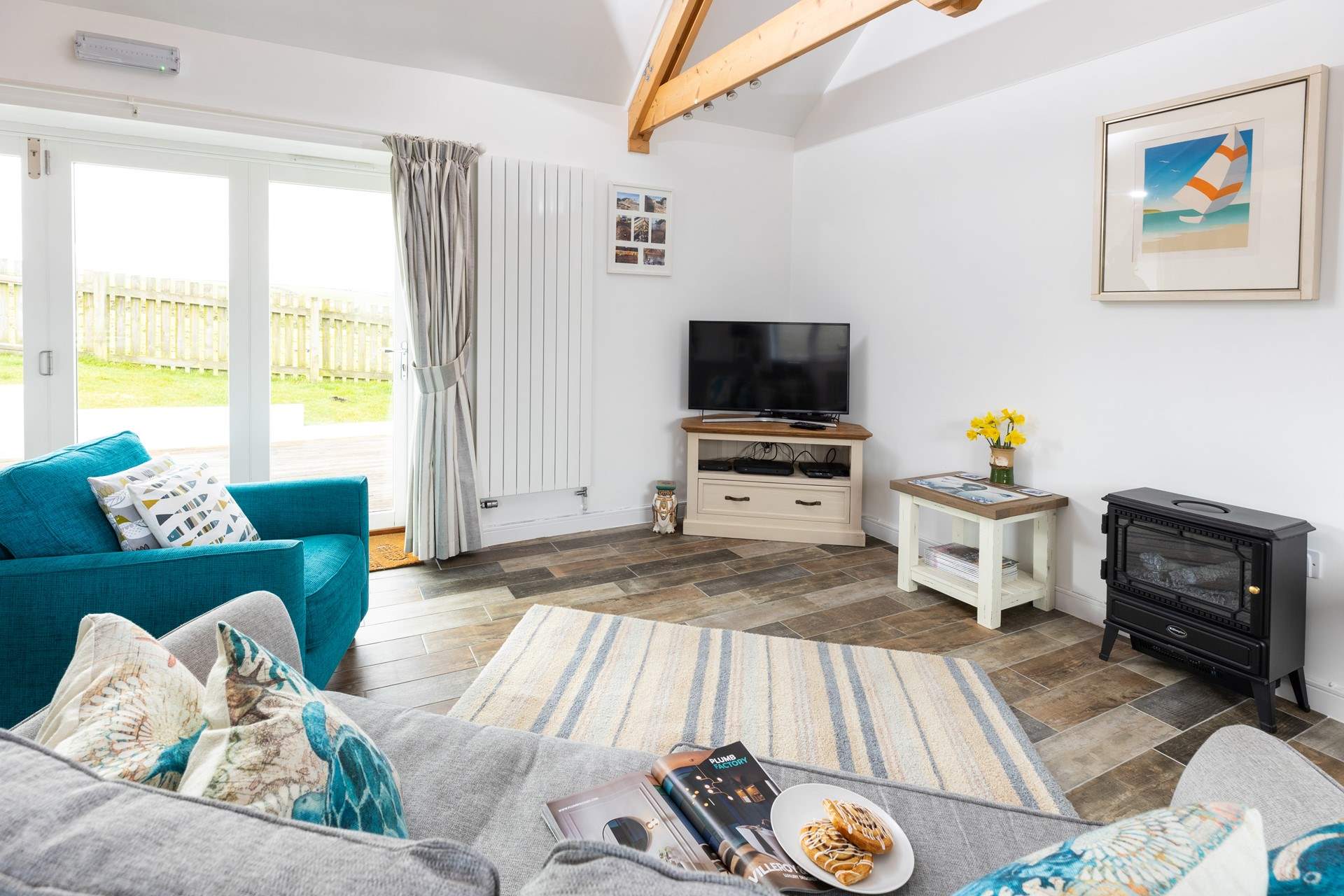 The open plan living area is light and bright.