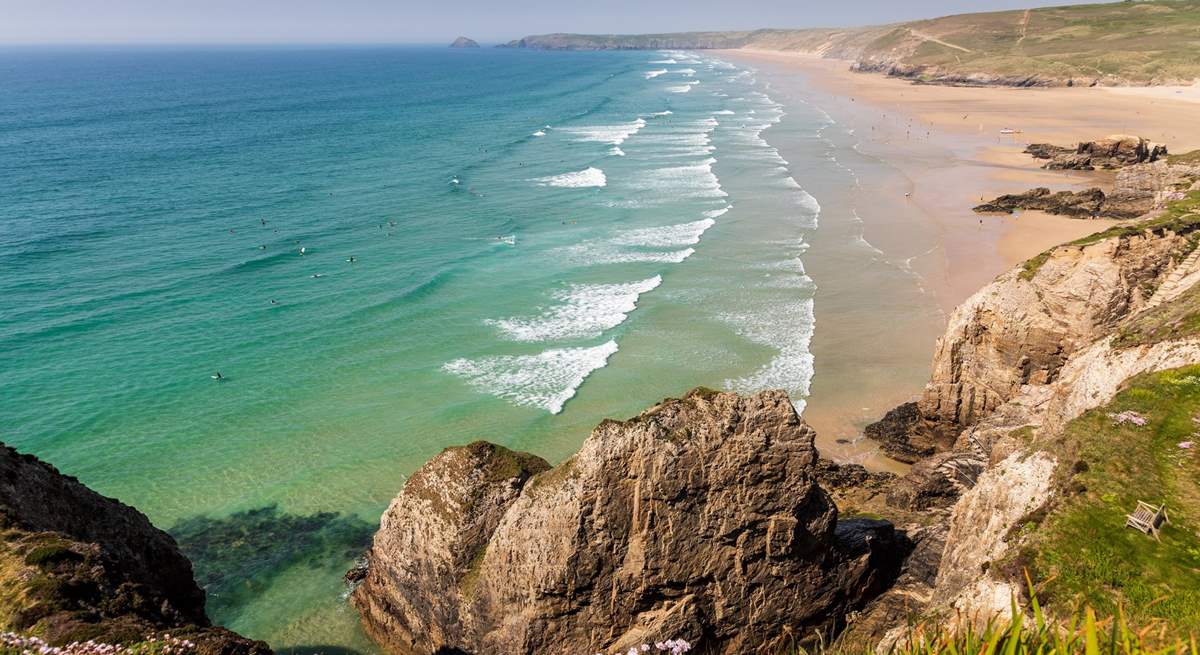 A short drive away you can ride the Atlantic rollers at Perranporth.