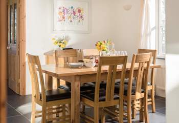 The dining-table for six in a sunny spot.