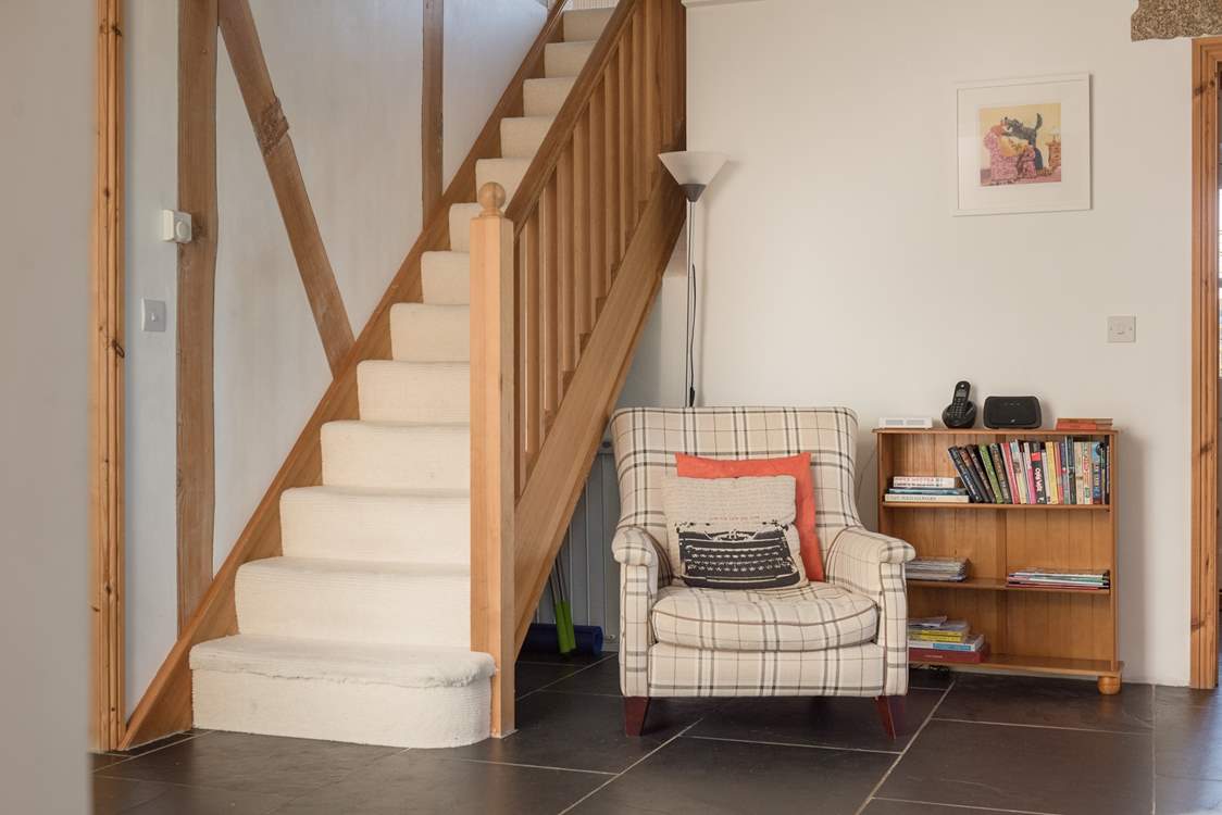 Up the stairs to the bedrooms.