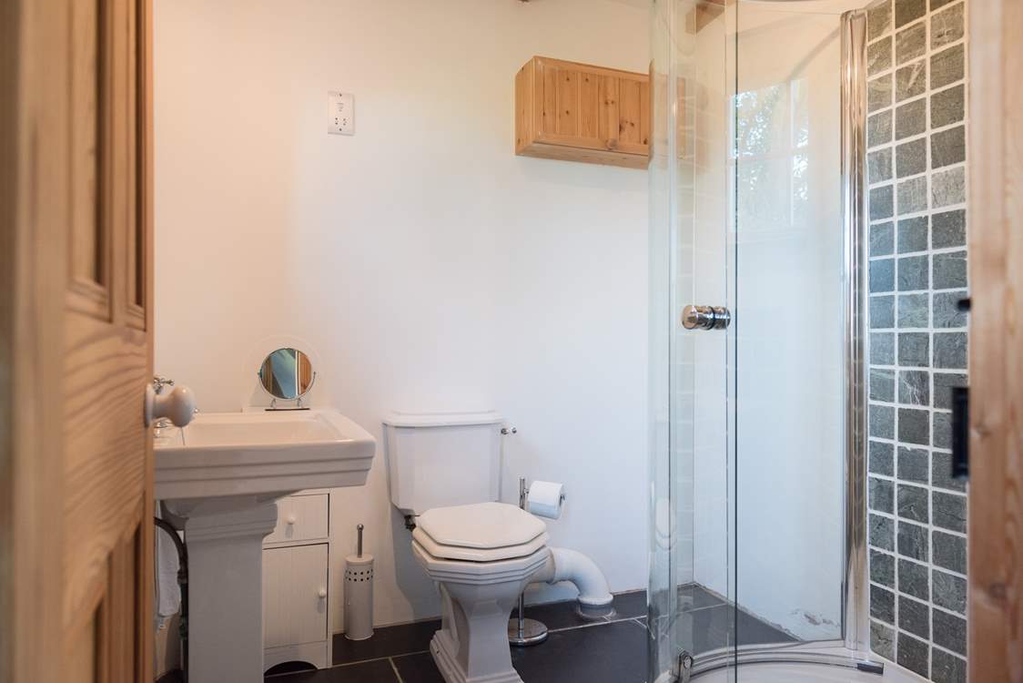 The downstairs shower-room at the back of the property.