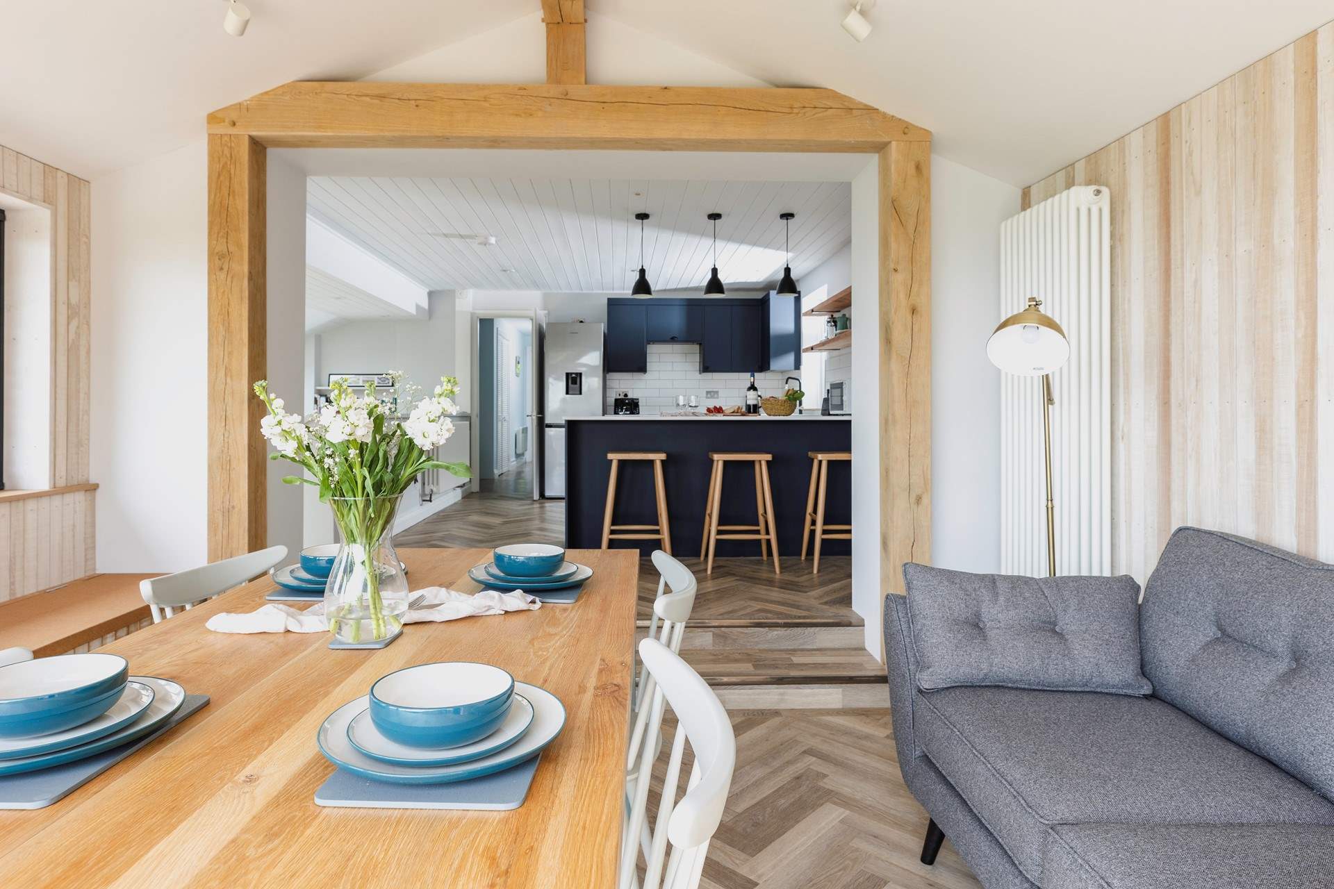 The lovely and light open plan living space.