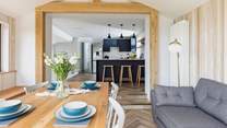 The lovely and light open plan living space.