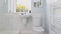 The family shower-room is located at the top of the steps.