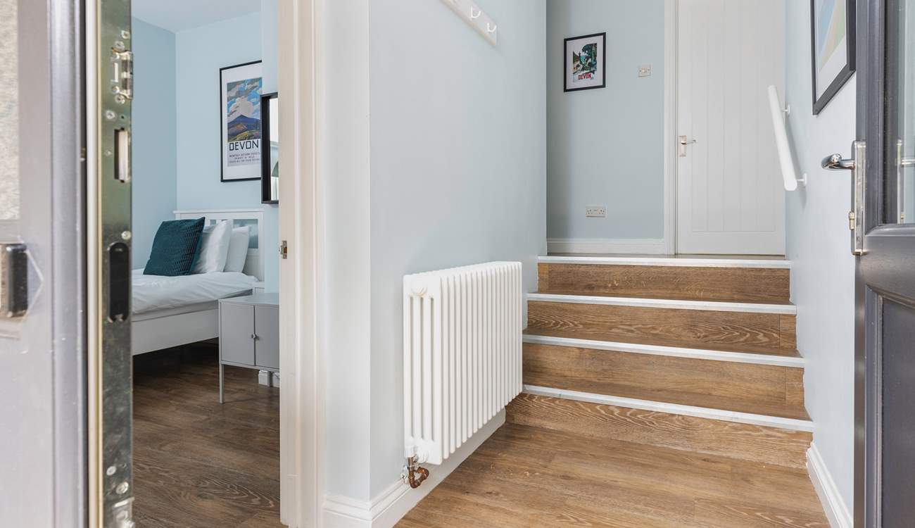 Please take care as these stairs lead up to the higher level of the house and are narrower than standard.