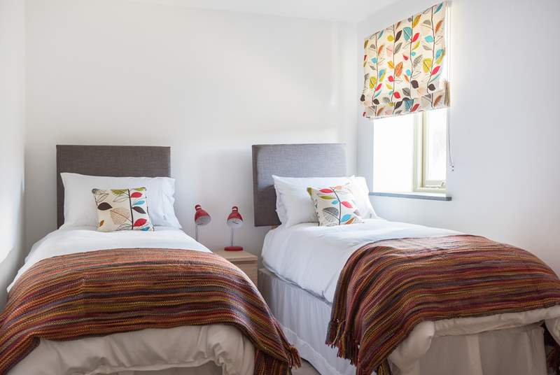 Bedroom 2 can be made up as a king-size double or twin beds (2ft 6in size so suitable for children).