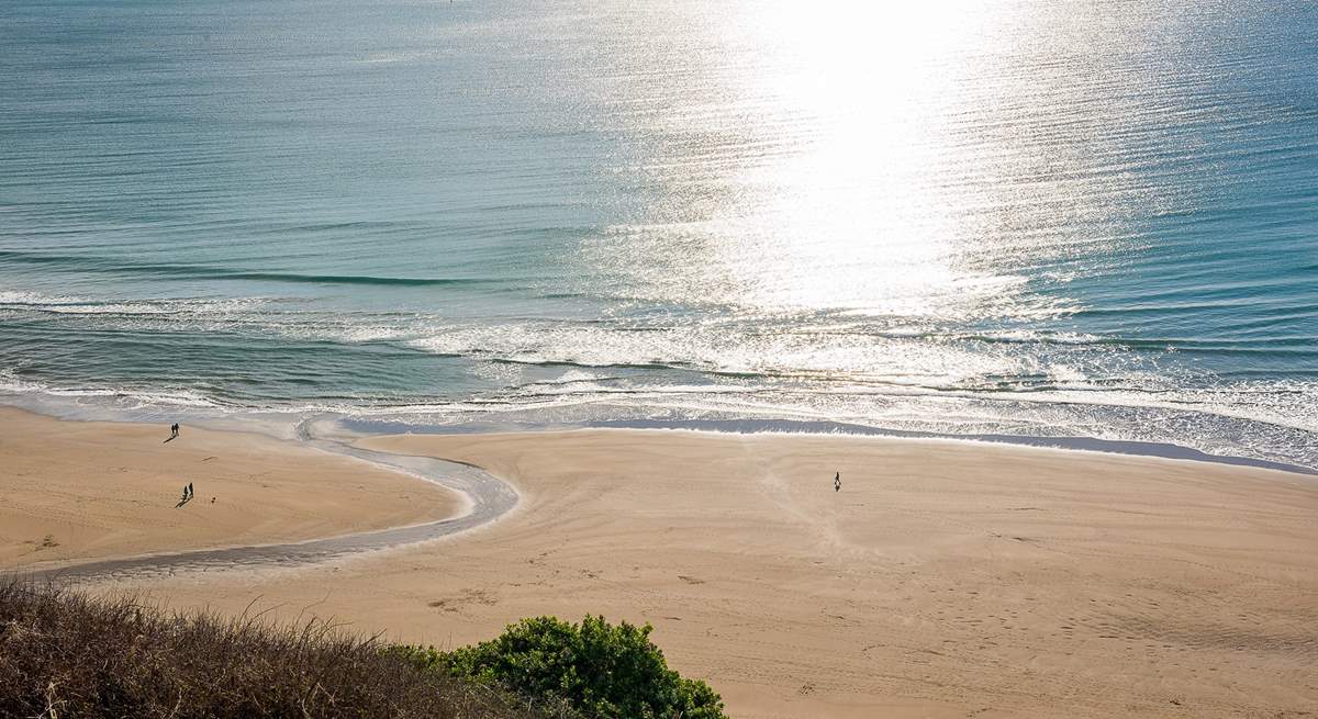 The sandy beach in all its glory at low tide.