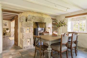 Keep nice and toasty at meal times by the wood-burner.