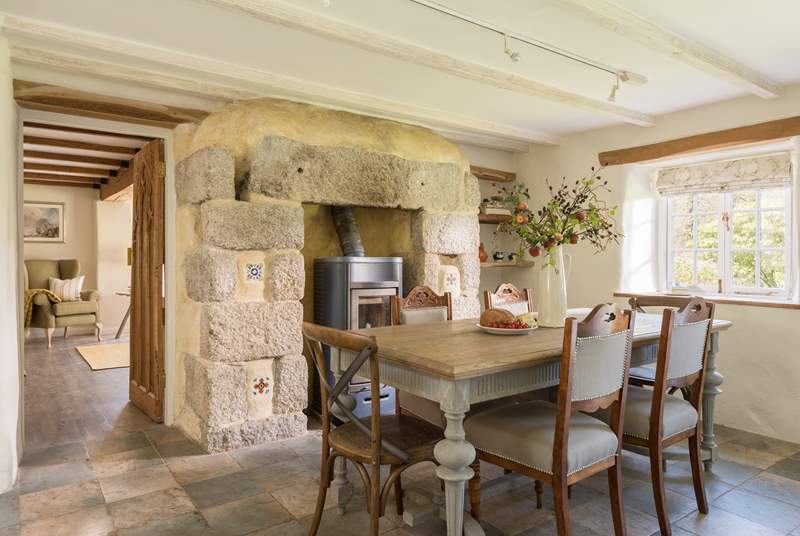 Keep nice and toasty at meal times by the wood-burner.