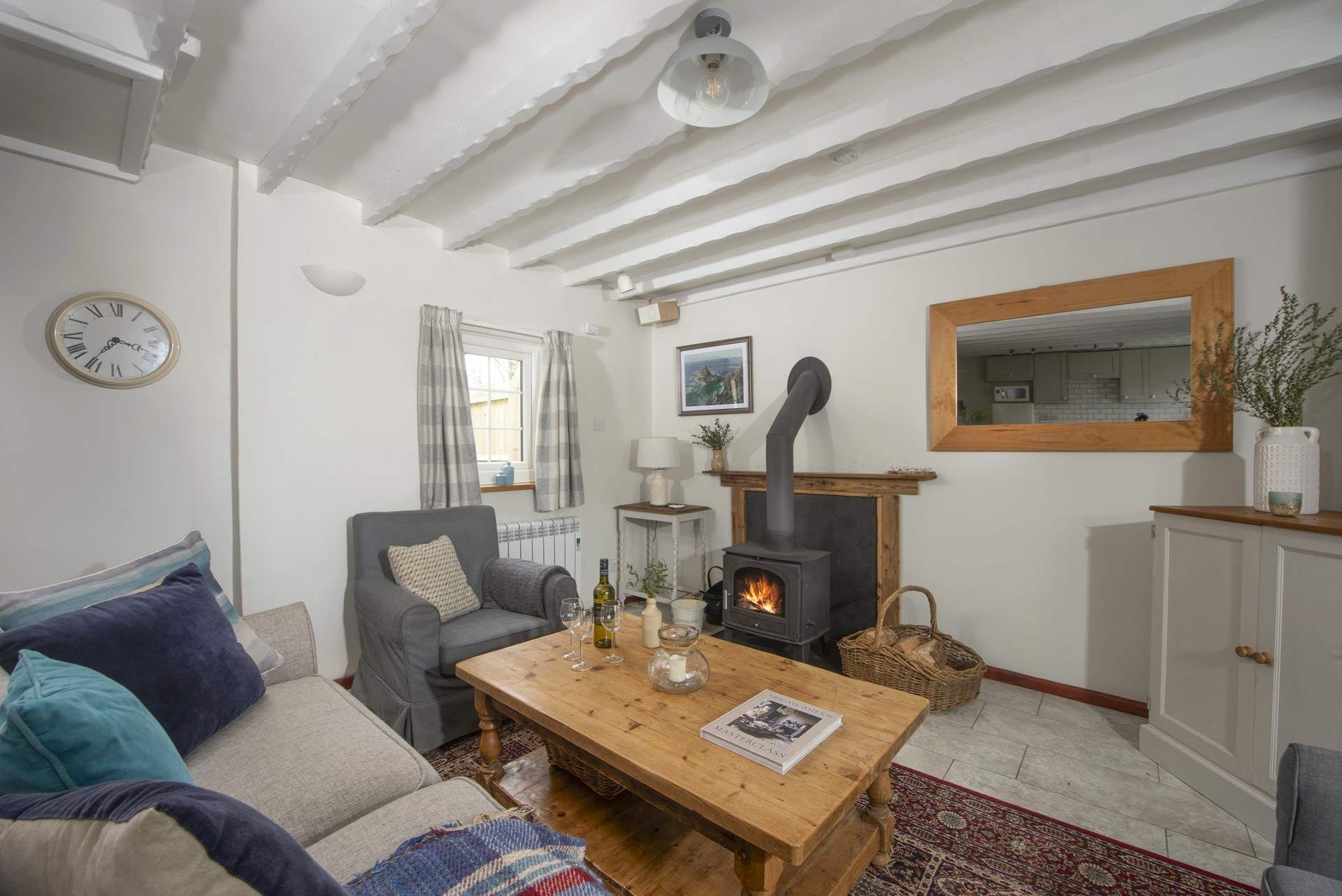 On chiller days , fire up the toasty wood burning stove.