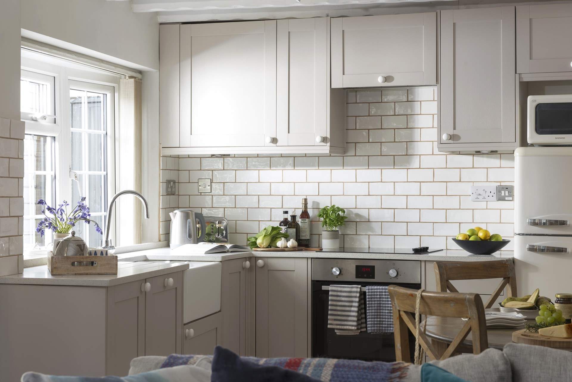 The cottage kitchen is well equipped for cooking up a feast.