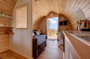 Looking through the pod from the kitchen-area.