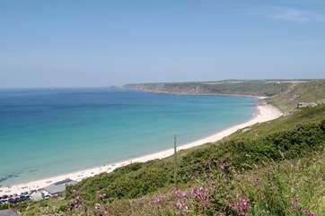 The gorgeous beach at Sennen, ideal for bucket and spade days or surfing.
