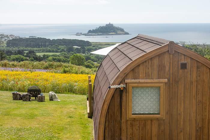 Scenic Bay is a Glamping pod with sea views near Penzance, West Cornwall.